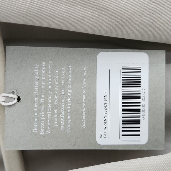 NWT Everlane Linen Blazer size 4 - Picture 3 of 9